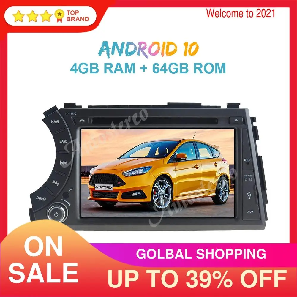 Автомобильный DVD плеер на Android 10 4 Гб + 64 ГБ GPS навигация для Ssangyong Kyron Actyon Micro 2005