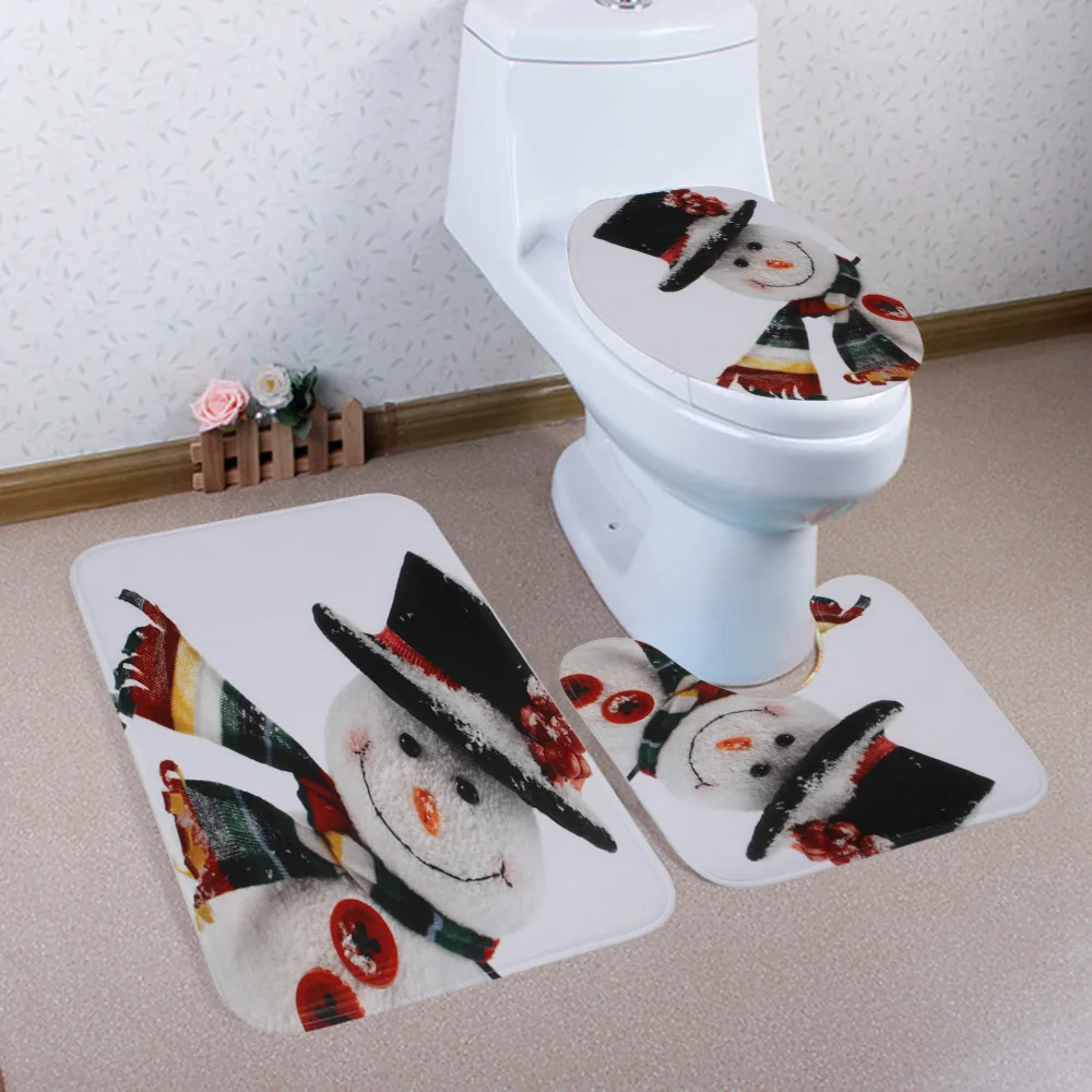 Christmas bath mat16 Рождественский коврик для ванной Wc, сиденье для унитаза, чехол, коврик для туалета туалет, подогреватель сидений, тапас, коврик для туалета, декоративная кювета, Рождественский комод для ванной комнаты - Цвет: Christmas bath mat16