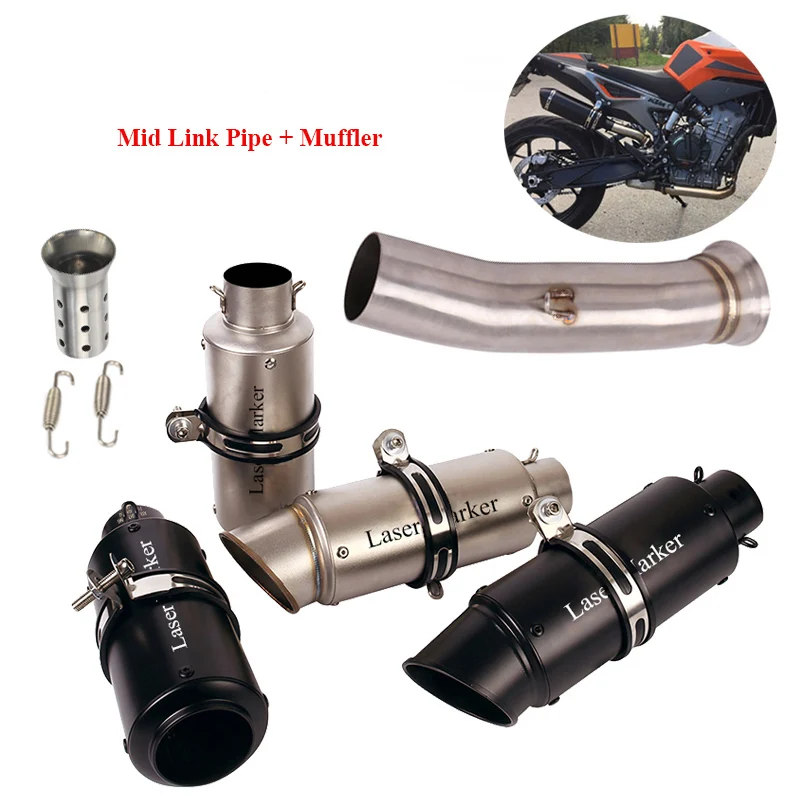 

Motorcycle Exhaust System Middle Connect Tube Slip On 51mm Muffler Tip End Pipe With DB Killer Scooter Modified For DUKE 790