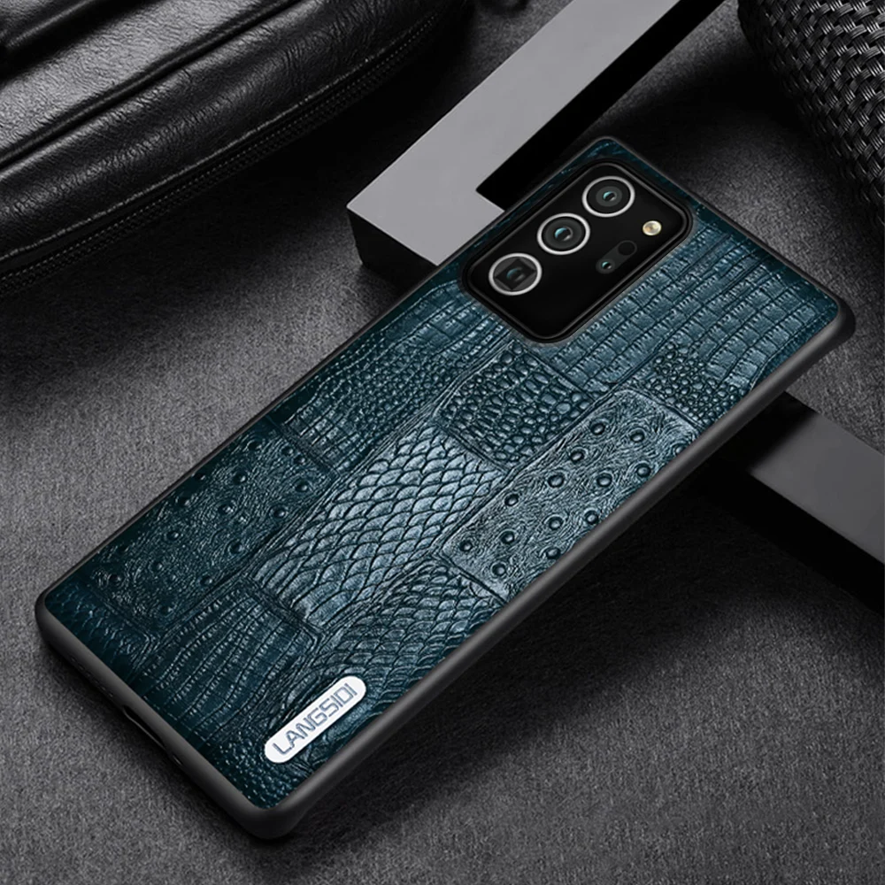 

LANGSIDI Luxury Leather Case For Samsung Galaxy Note 20 ultra S20 Plus a50 a70 a8 2018 S9 s10 a51 a71 genuine leather fundas