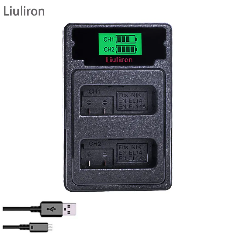 Акумуляторная батарея EN-EL14 EN-EL14a ENEL14 RU EL14 EL14a Батарея для Nikon D3100 D3200 D3300 D5100 D5200 D5300 P7000 Аксессуары для фотоаппаратов - Цвет: charger only