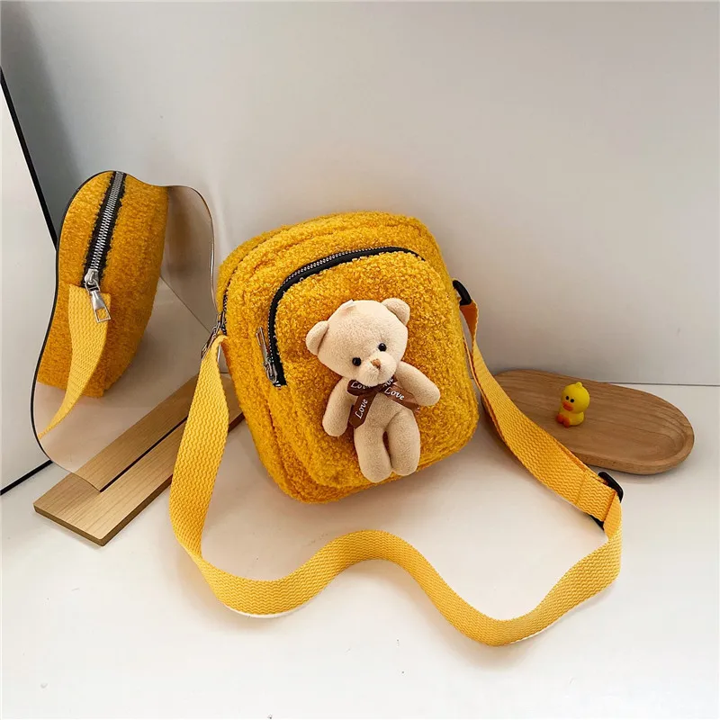 

Мини-сумка женская, зимняя, с плюшевым медведем, 2020