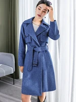 luxurious woolen trench coat women high quality wool windbreaker german style unisex long dust coat