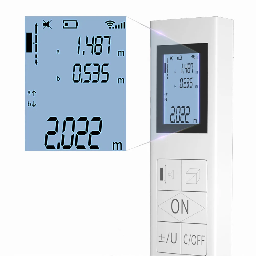 Двухсторонний дальномер 80 м ручной измерение объема Bothway лазерный с USB |