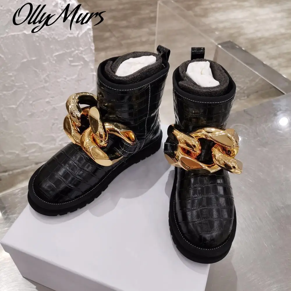 

Ollymurs Fashion Design Shoes Womens Platform Heels Boots Winter Warm Slip on Ankle Boots High Quality Brand Snow Short Boots