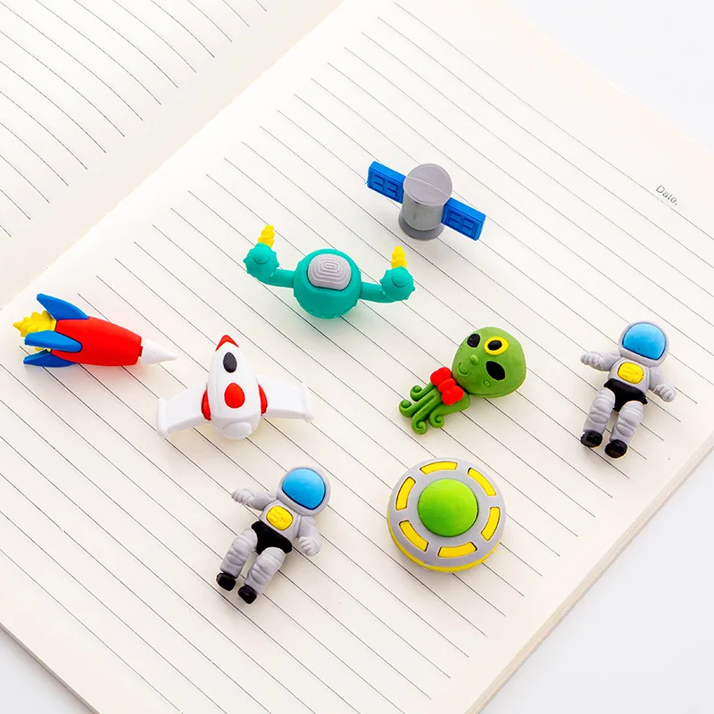 1set Outer Space Cartoon Creative Eraser Kawaii Spaceman Cute Alien Student Gift Stationery Set Boy's | Канцтовары для офиса и