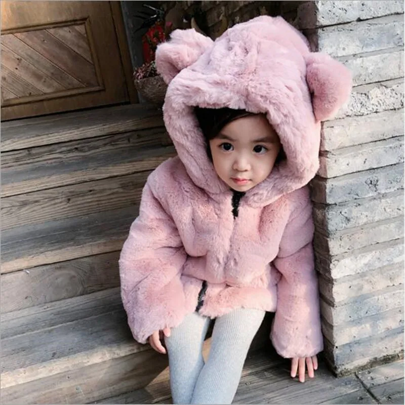 Зимние детские пальто из искусственного меха корейский длинный детский толстый