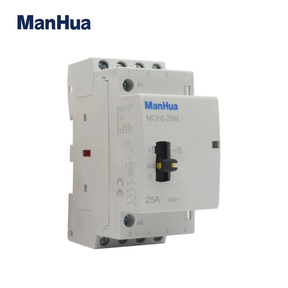 ManHua MCH8-25M 4P 25A 220V/230V 50/60HZ din-рейка бытовой ac модульный контактор с ручным