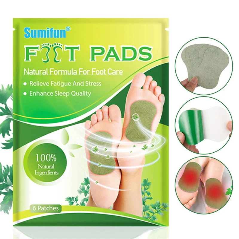 6Pcs/bag Detox Foot Patches Artemisia Argyi Pads Toxins Feet Slimming Cleansing Herbal Body Health Adhesive Pad Help Sleeping - купить по