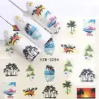 Наклейки для ногтей, пляжные слайдеры с изображением кокосовой пальмы, солнечного света, акварельные аксессуары для дизайна ногтей недорогие наклейки на ногти