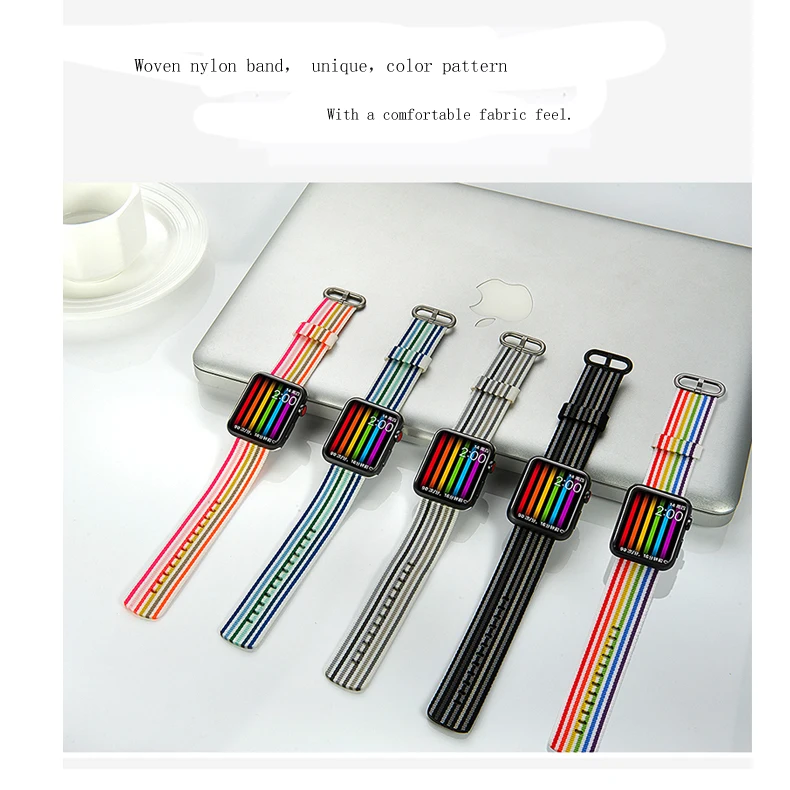 Нейлоновый ремешок для apple watch band 42 мм 38 мм iWatch 4 Band 44 мм 40 мм браслет ремень Спортивная петля ремешок для apple watch 4 3 2 1