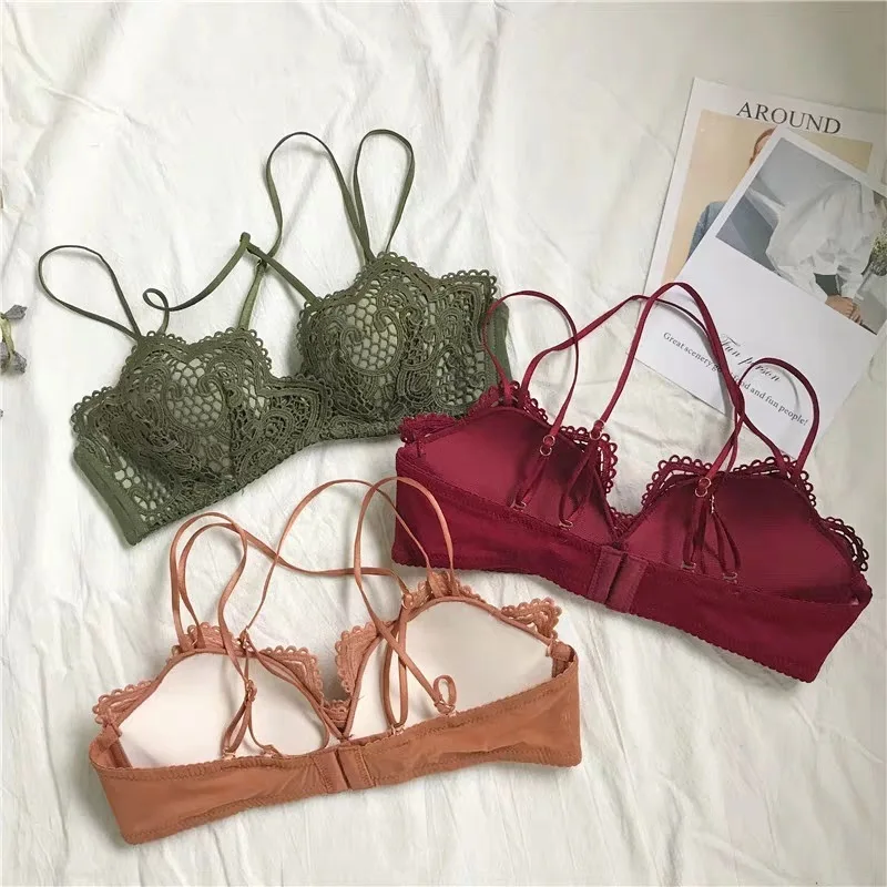 

Бюстгальтер пуш-ап женский кружевной, пикантное удобное нижнее белье без косточек, с цветочной чашкой, Бралетт для девушек