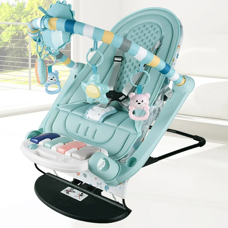 

Newborn Baby Rocking Chair Electric Toy Fitness Frame Gym Mat Kids Swing Folding Comfortable Recliner Rattle 0-18month