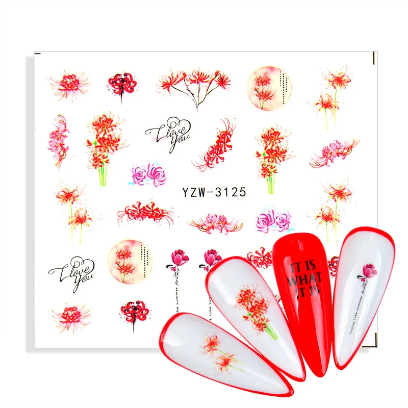 

Flower Nail Decal Designer Nail Decals Stickers Nail Stickers Water Decal Nail Art Decorations For Summer Flowers Rose Watermark