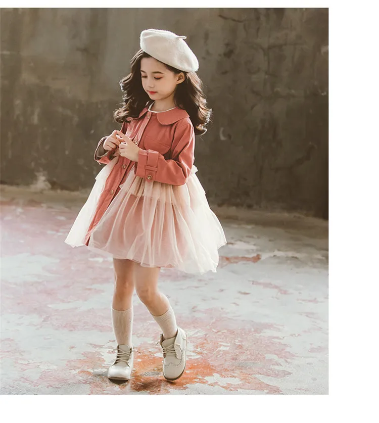 Для девочек Тренч на осень Осенняя детская одежда верхняя для детей 12 лет