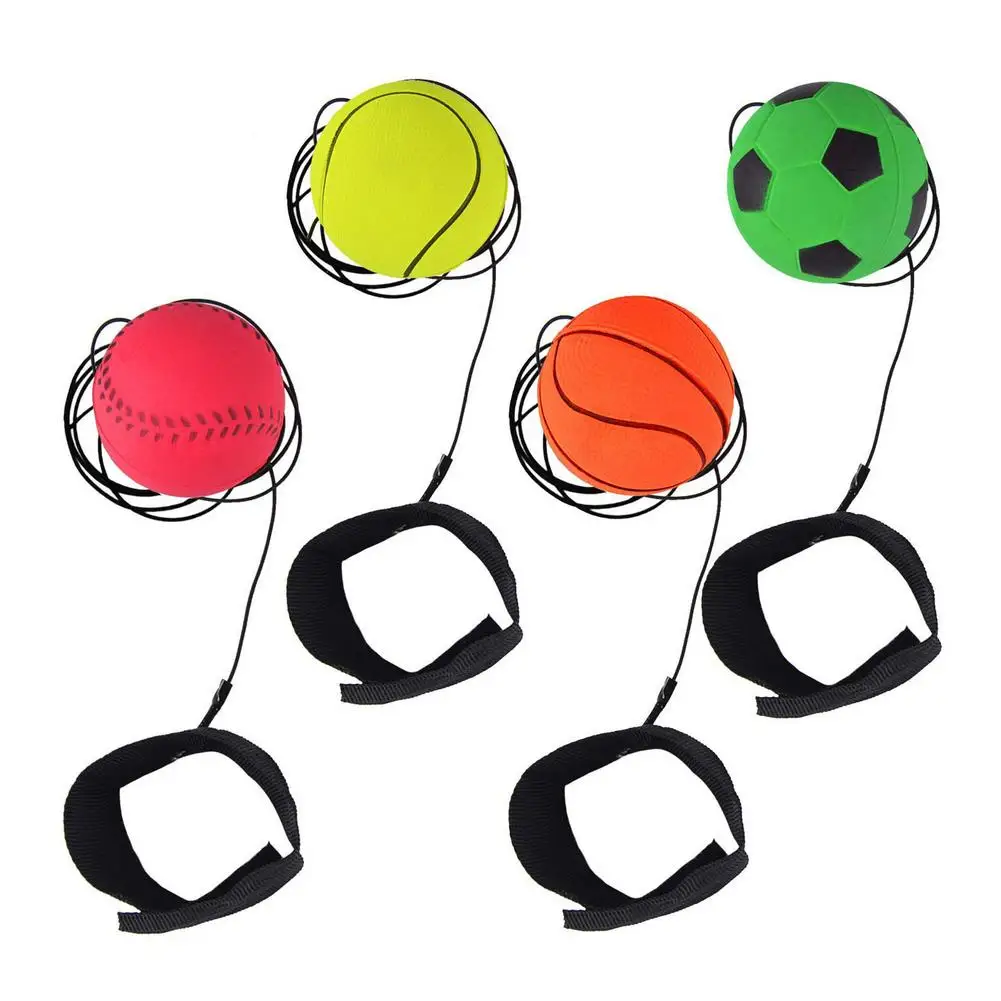 

4pcs Kids Bouncy Finger Band Ball Toys Wrist Exercise Rubber Bouncy Balls With Elastic String Children Outdoor Sport Toys