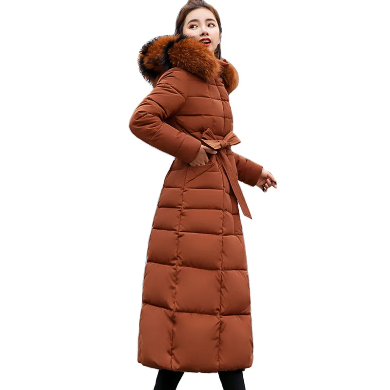 

GOOHOJIO X-Long Новое поступление, модная тонкая женская зимняя куртка с хлопковой подкладкой, теплые плотные женские длинные пальто, парка, женск...