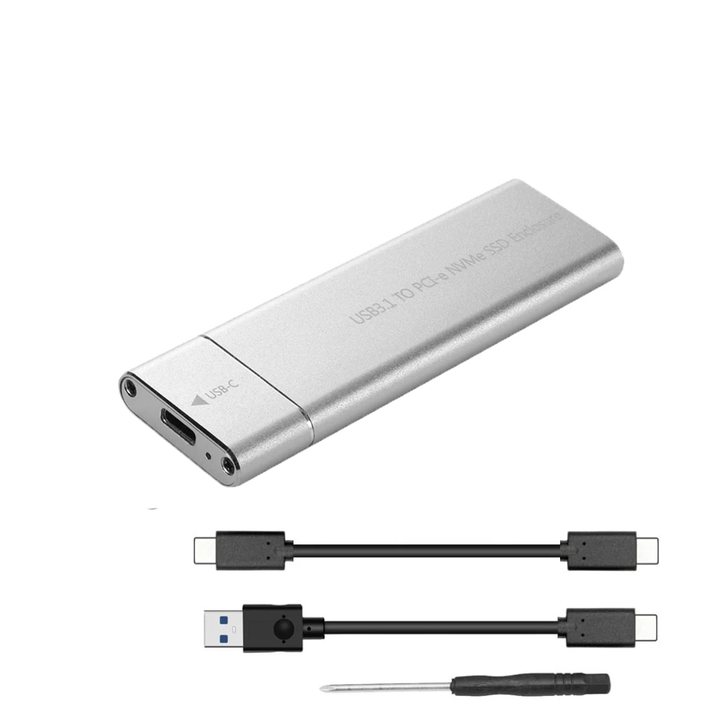 Silver 2 cables 10 Гбит/с USB 3,1 Gen2 к M.2 NVME NGFF диск PCIe SSD корпус NVME M-Key к type C твердотельный накопитель адаптер чехол для NVMe m2 SSD - Color: Silver 2 cables
