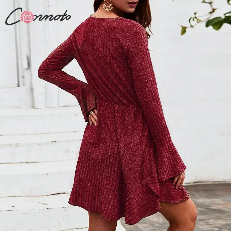 Conmoto Повседневные Вечерние трикотажные платья свитера женское платье 2019 зимние