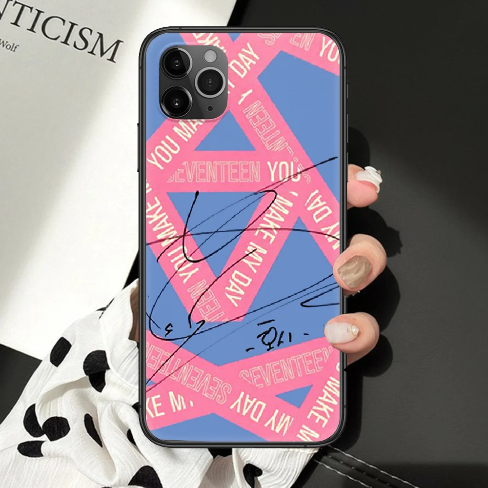 Чехол для телефона seventeen с логотипом kpop iphone 5 5S SE 2 6 6S 7 8 11 12 Mini Plus X XS XR Pro Max черное