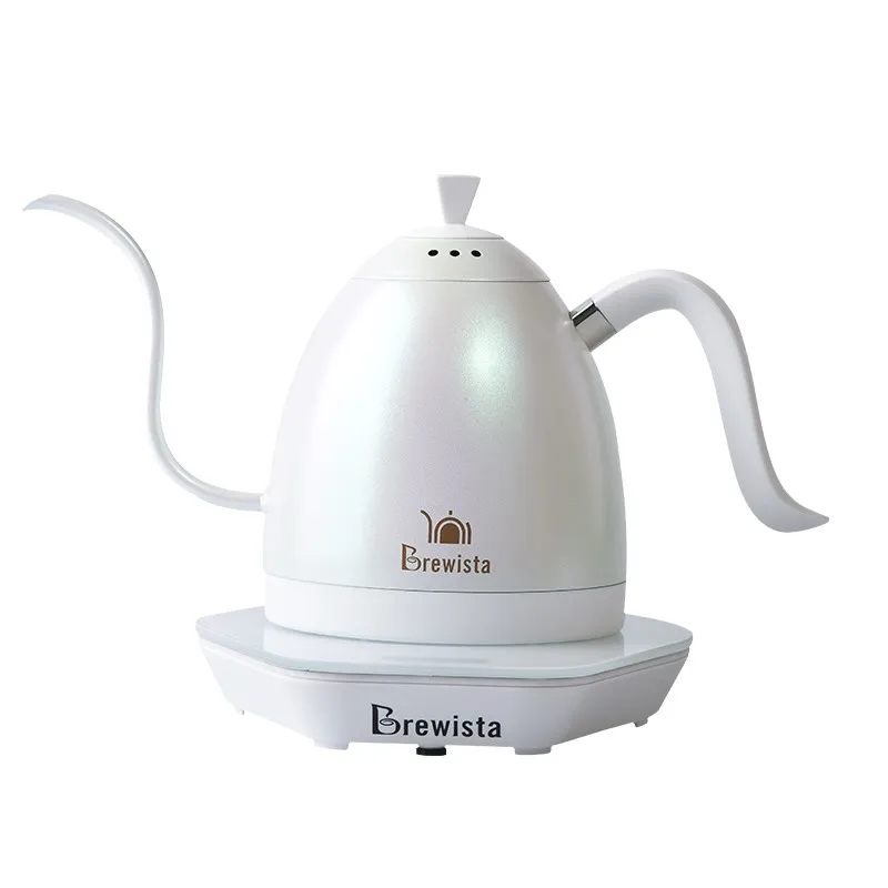 Brewista-cafetera artesanal de doble pared con cuello de cisne, tetera con control de temperatura variable, enchufe europeo, 600ml-5