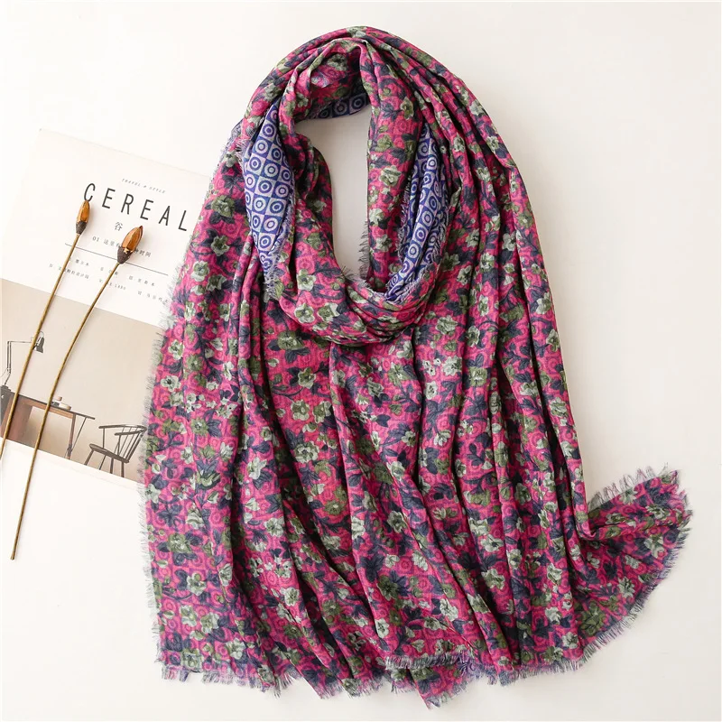 

New Women Spain Luxury Viscose Shawl Fashion Polka Floral Tassel Scarf Wrap Pashmina Snood Bufandas Muslim Hijab Caps 180*90cm