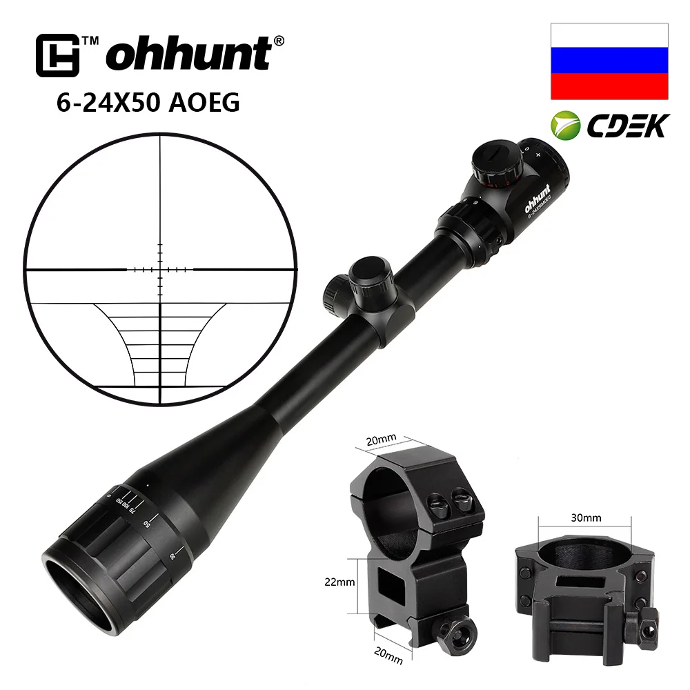 Ohhunt 4X32 3-9X40 4-16X40 6-24X50 винтовка Сфера провода охотничий прицел 1 дюймов оптический прицел тактический прицелы для стрельбы - Цвет: with Picatinny Ring