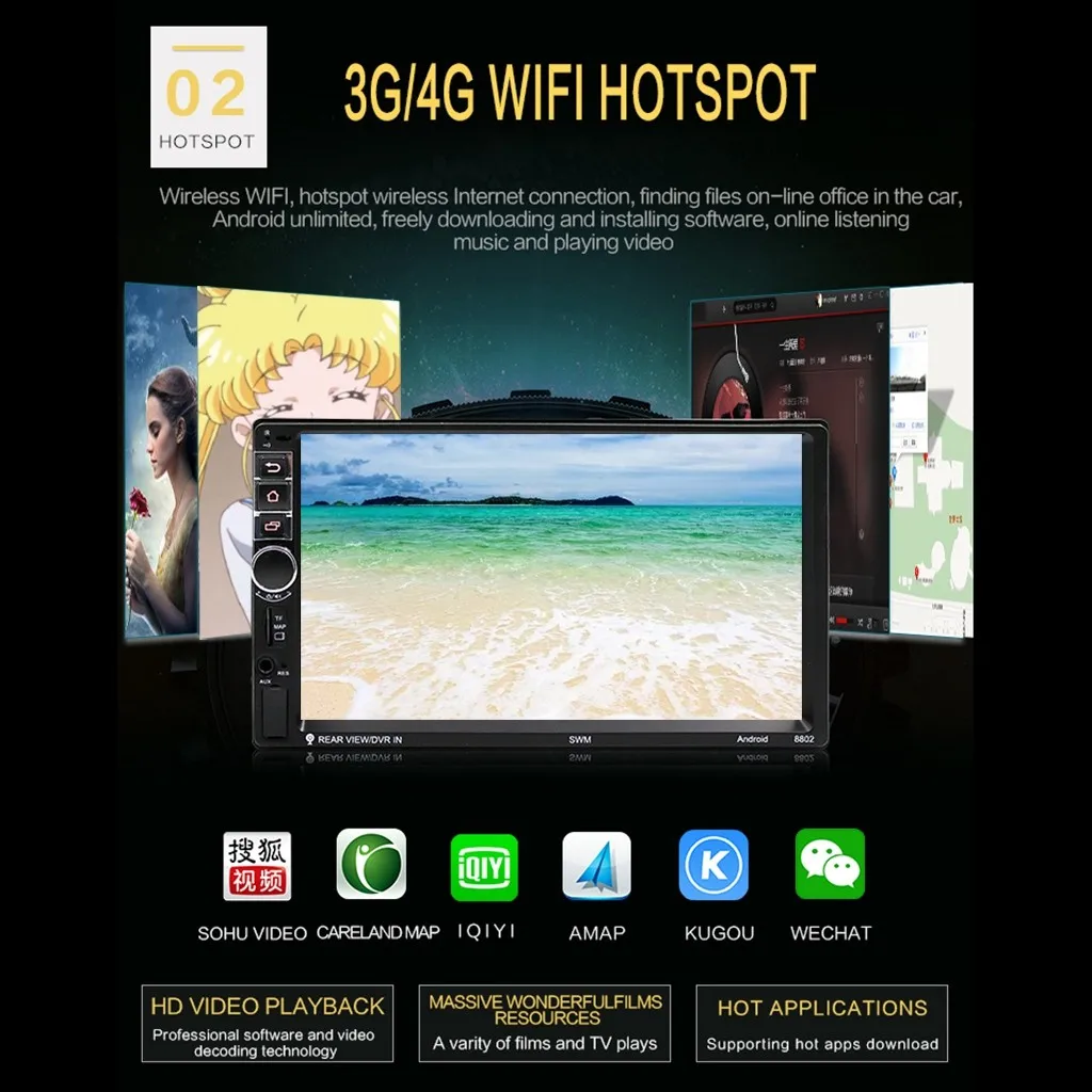 В продаже Многофункциональный Swm-8802 7 дюймовый Hd Автомобильный плеер Android Системы Wi-Fi Bt мультимедиа автомобильный Fm стерео Gps Mtk с четырёхъядерным процессором# P20
