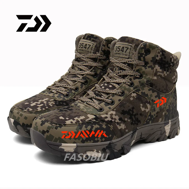 

Daiwa 2021 New Men's Winter Camouflage Fishing Shoes Plus Velvet Thickened Army Cotton Shoes Sports Fishing Shoes Hiking Shoes