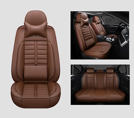 Новые кожаные чехлы для сидений автомобиля kia Rio 3 4 Sorento 2005 2007 2011 2013 soul spectra styling - Название цвета: Coffee Deluxe