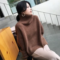 bareskiy cashmere sweater female high collar loose pullover sweater solid color short paragraph casual stretch jacket sweater