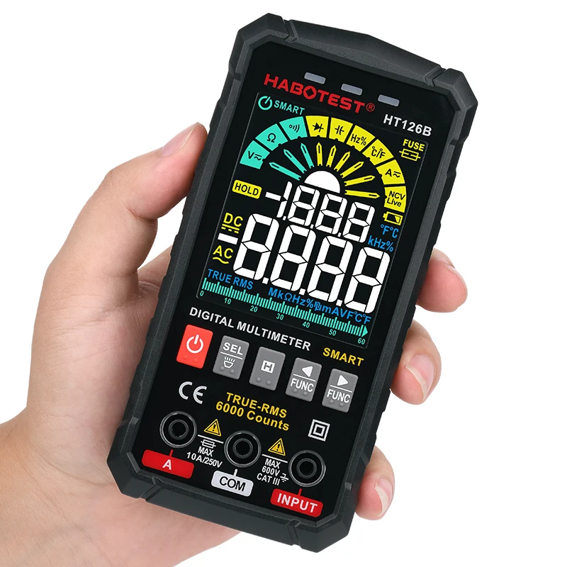 Мультиметр Профессиональный цифровой HT126 умный измеритель напряжения тестер Hz Ohm