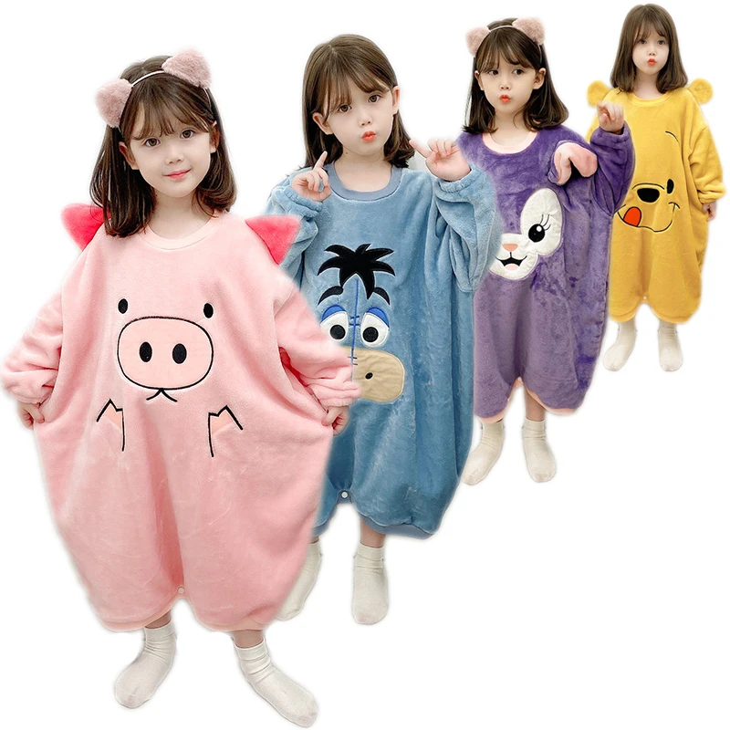

Winter Baby Girl One Piece Pajamas Toddler Boy Flannel Romper Sleeping Bag 1-8T Child Cartoon Sleepwear Anime Velvet Homewear
