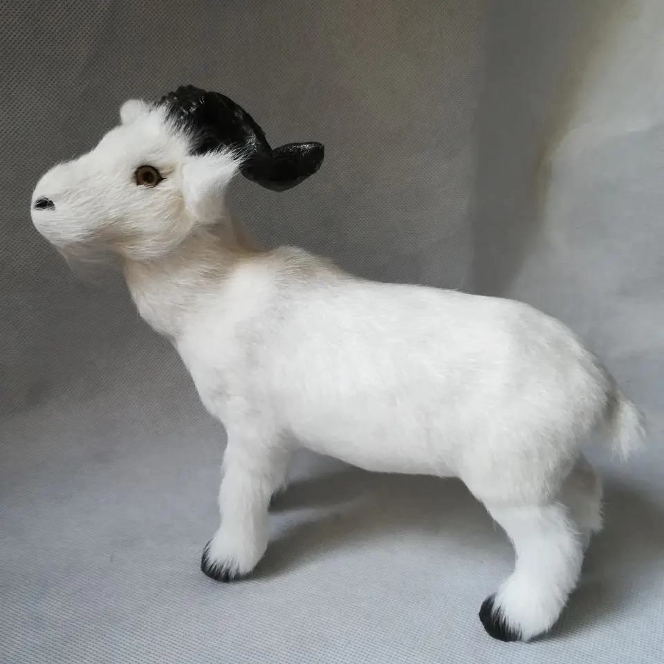 Имитация белой козы жесткая модель большая 25x20 см ремесло для овец украшение дома