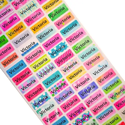 100 шт персонализированные наклейки с именем водостойкие школьные Наклейки Многоцелевой цветной