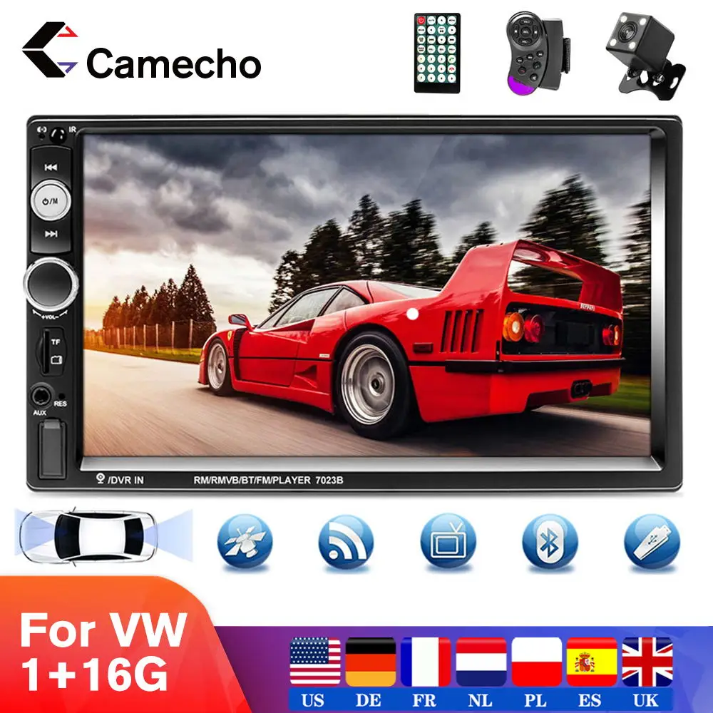 Camecho 2 Din Автомобильный Радио Стерео мультимедийный навигационный плеер