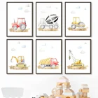 Грузовик Экскаватор инженерный автомобиль детская комната настенная Картина на холсте скандинавские плакаты и принты настенные картины декор детской комнаты