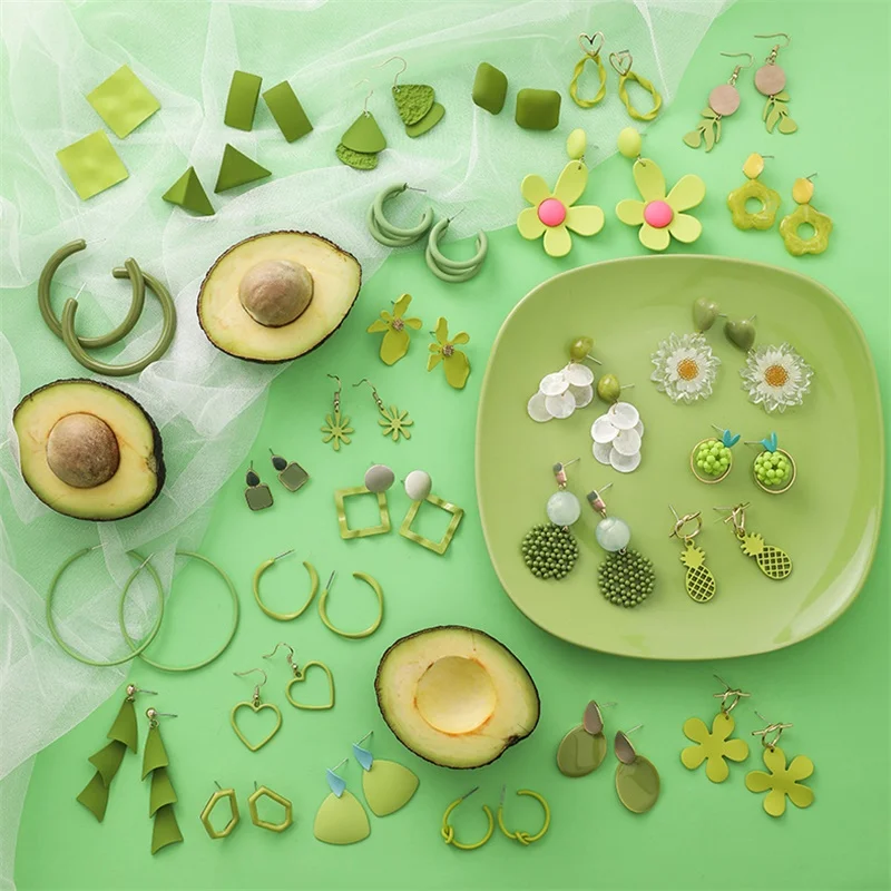 Новые Модные Зеленые Серьги с фруктами авокадо маття зеленые серьги цветочным
