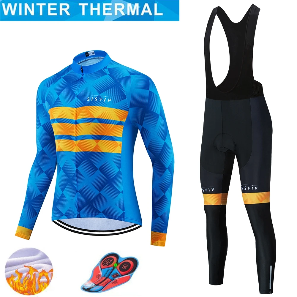 

SISVIP Winter Thermal Fleece Cycling Clothing Wear Bike MTB Jerseys Cycling Sets Men's Cycling Jersey Sets