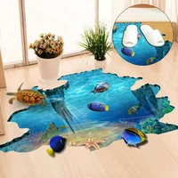 underwater world wall stickers fish turtle 3d sea room floor decal stickers