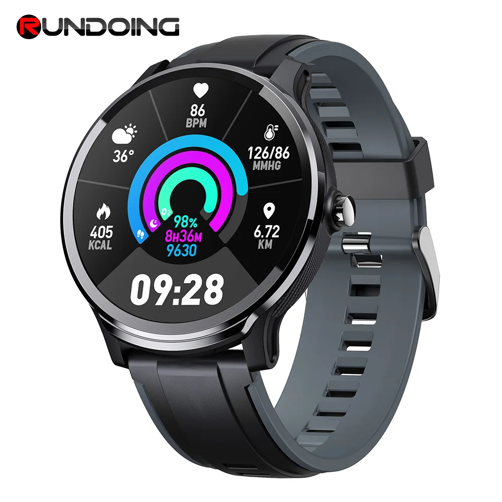 Смарт-часы RUNDOING SN80, IP68, водонепроницаемые, 1,3 дюймов, полный сенсорный круглый экран, кровяный кислород, мужские спортивные Смарт-часы для Android IOS