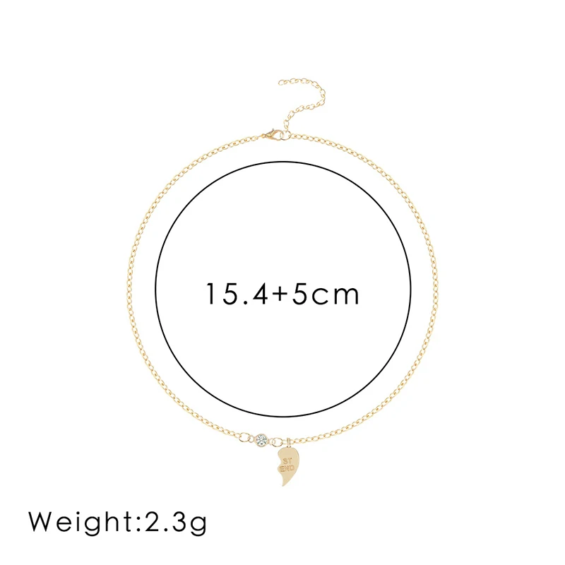 2 Pcs/Set New Fashion Gold Bracelet Trendy Metal BEST FRIEND Love Heart Women Sisters Bracelets Set for Friendship Gifts Jewelry