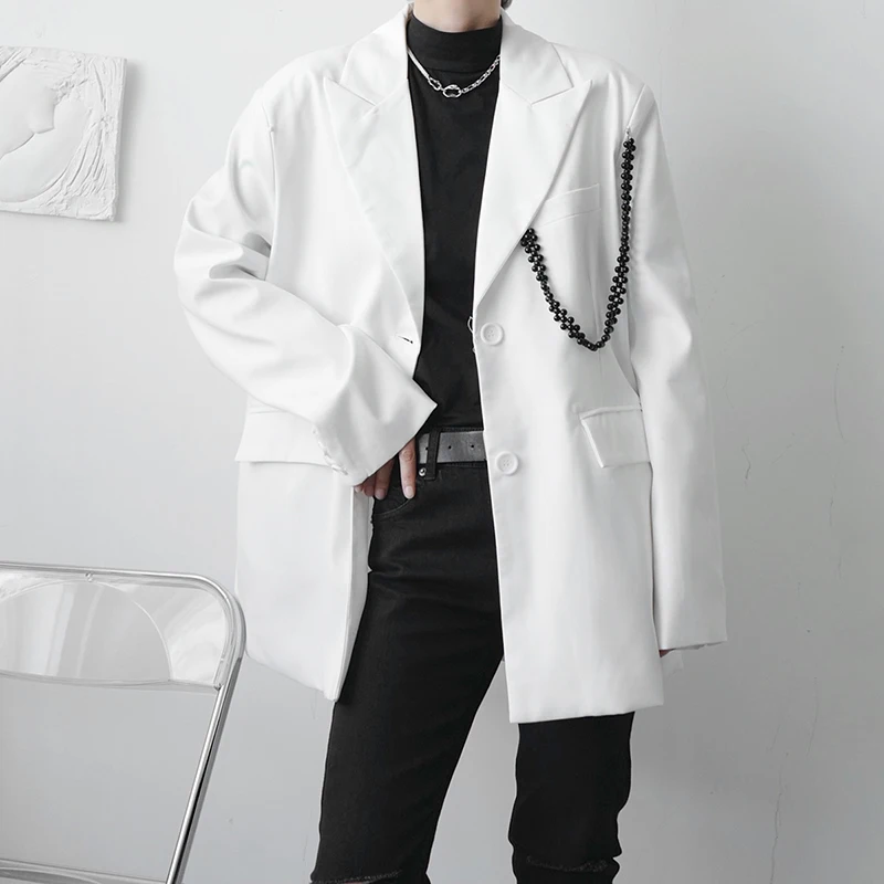 

Blazer for Men Women Korean Streetwear Fashion Niche Loose Casual Black White Suit Jacket Man Chic Vintage Blazers Suit Coat