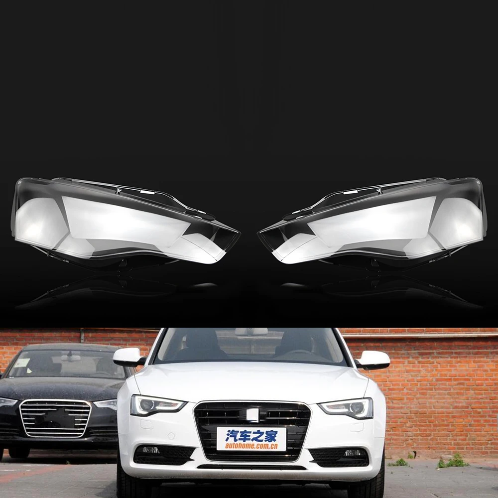A Pair Для Audi A5 2012 2013 крышка фары автомобиля фары объектив замена прозрачные линзы передняя крышка авто оболочка - Цвет: A Pair