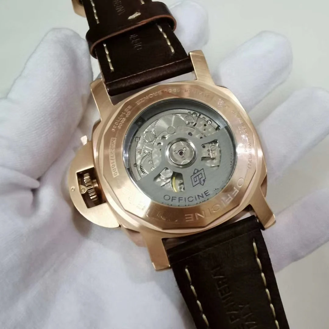 

Luxury Brand New Men Automatic Mechanical Sapphire Rose Gold Leather 3 Days Stainless Steel 1950 Watch Luminous Limited 47mm