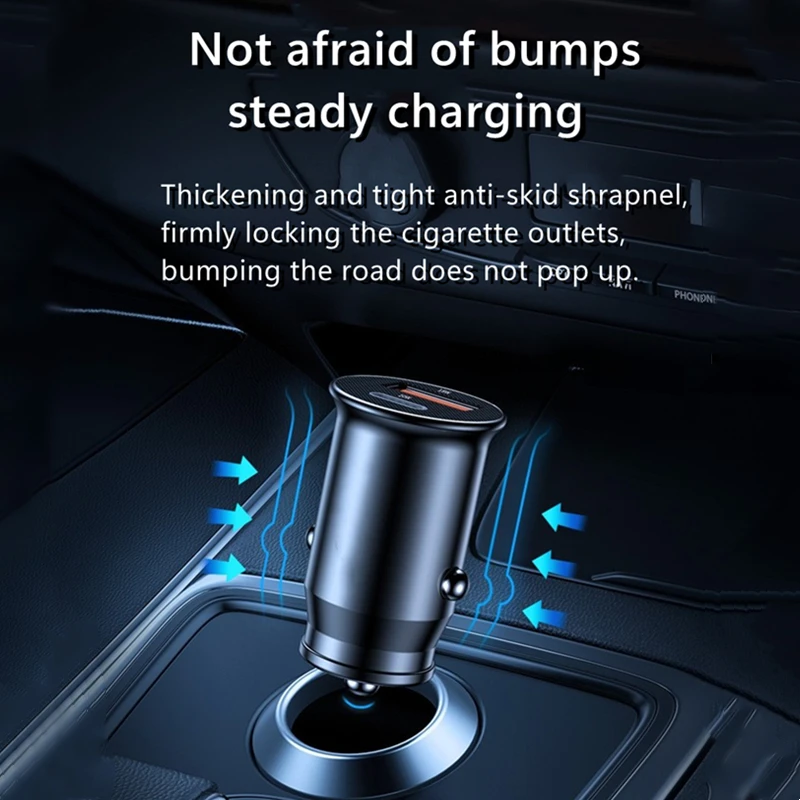 PD QC автомобильное зарядное устройство 5 А с двумя USB-портами и светодиодной