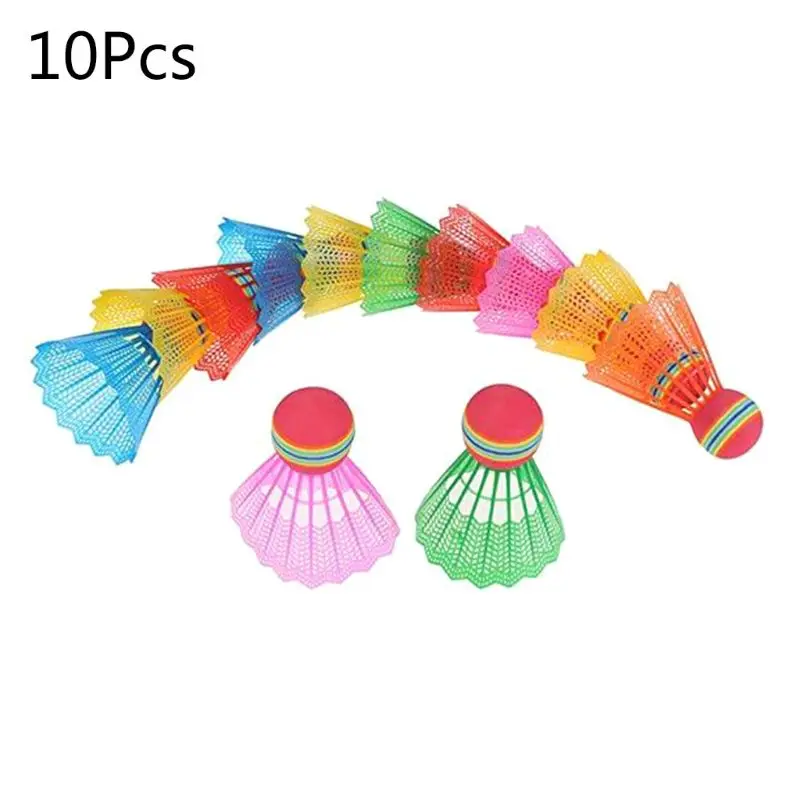 

10pcs Rainbow Nylon Badminton Ball Head for Game Sport Entertainment Indoor Outdoor Playing