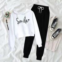 suit women spring and autumn casual hooded sweater harem pants two piece sportswear two piece womens pants suit