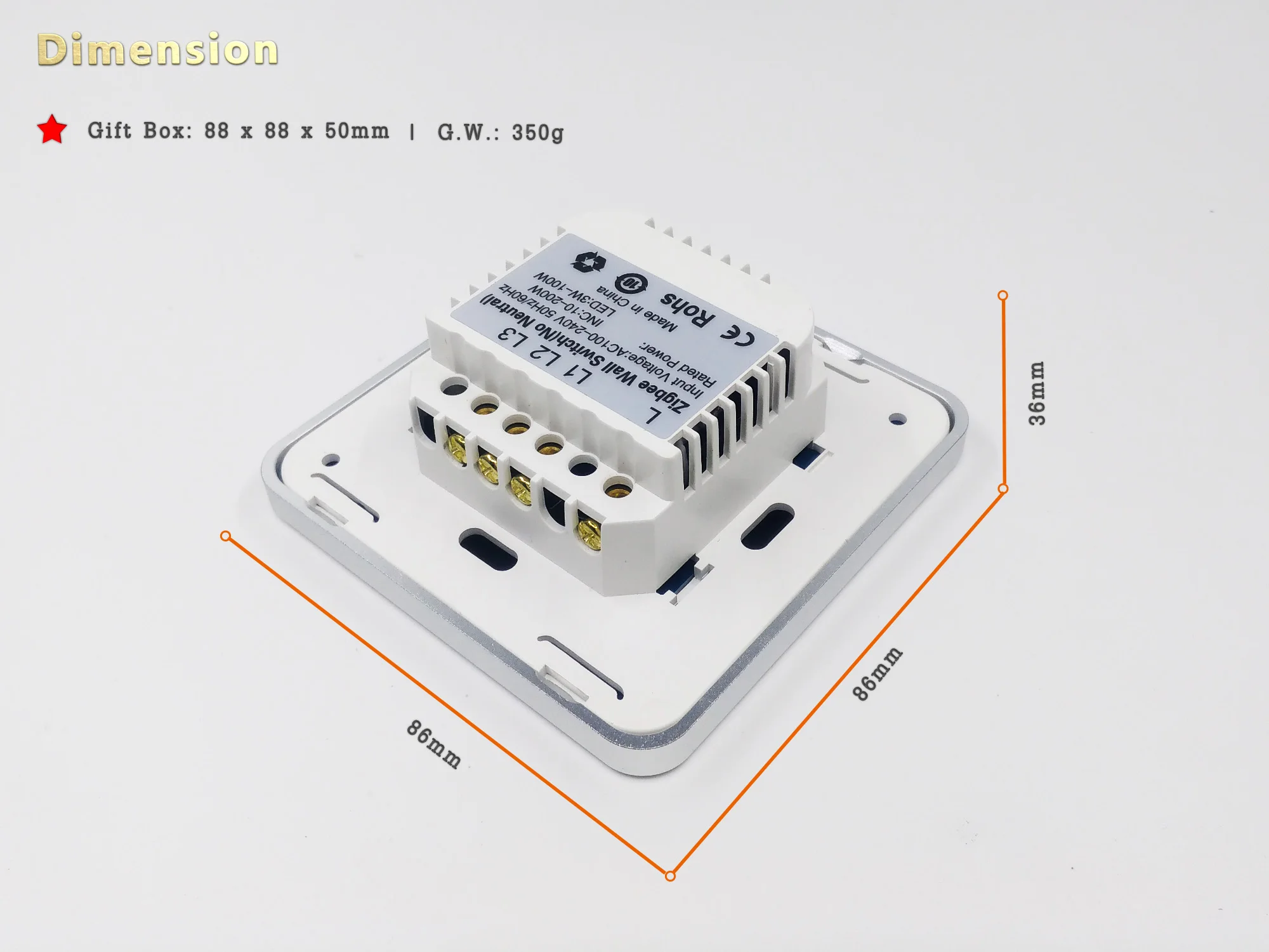 Smart9 ZigBee Wall Switch No Neutral Working with TuYa ZigBee Hub, Touch Button With Smart Life App Control, Powered by TuYa