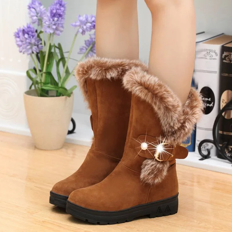 2019 Fashion Mid-Calf Boots Snow For Women Winter Shoes Brand Name Ladies Suede Warm Booties Shop | Обувь